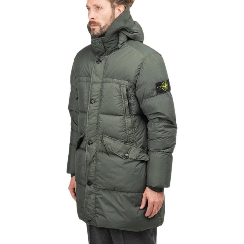 stone island garment dyed crinkle reps ny down jacket dunkelgrun 319356