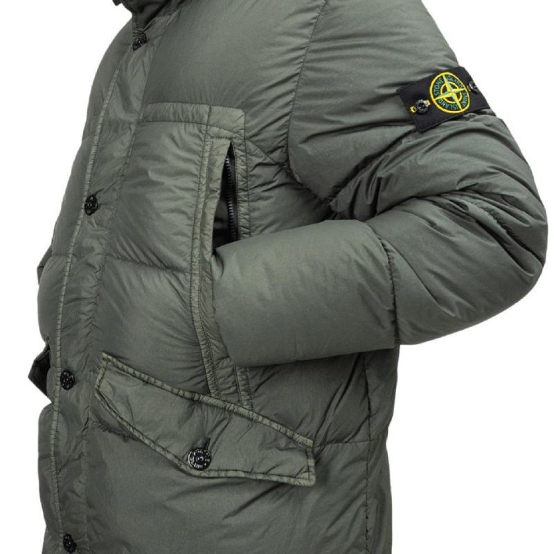 stone island garment dyed crinkle reps ny down jacket dunkelgrun 850161