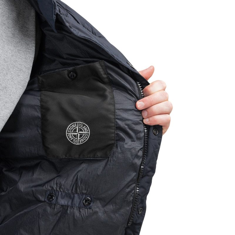 stone island garment dyed nylon down jacket navy 205660