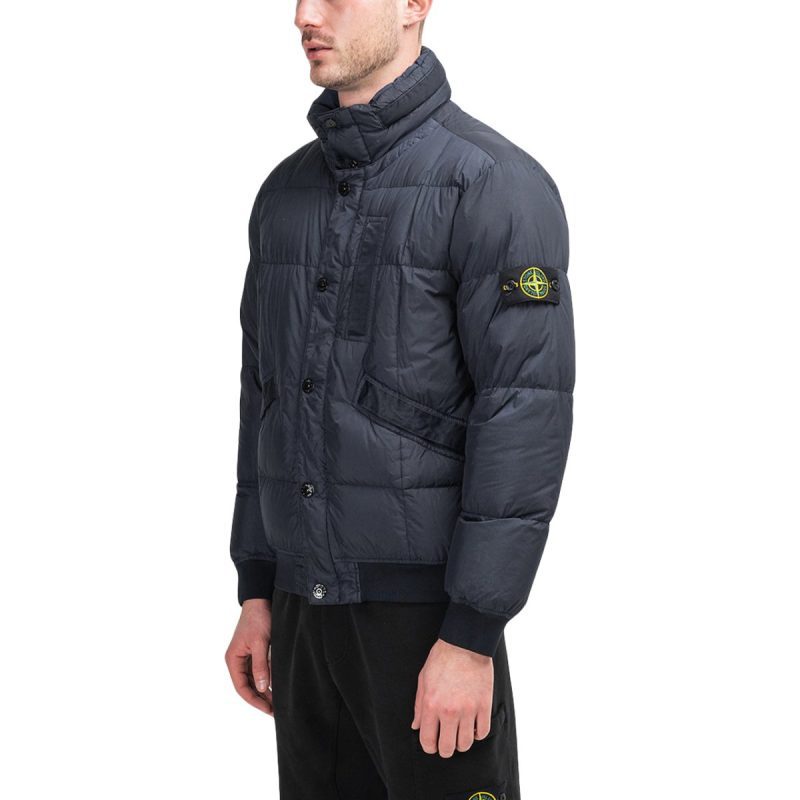 stone island garment dyed nylon down jacket navy 422178