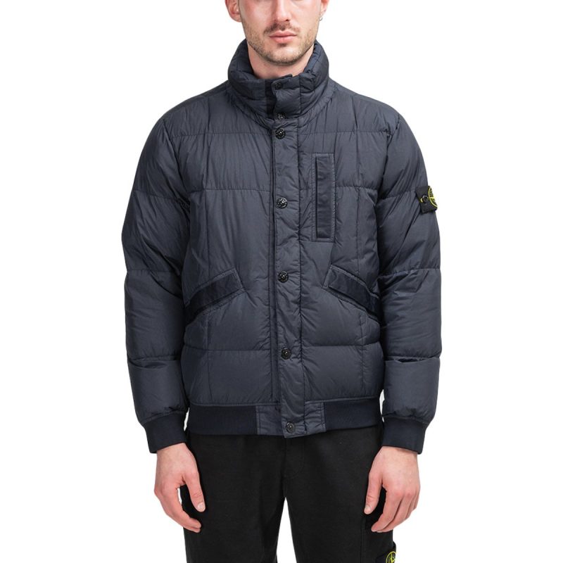 stone island garment dyed nylon down jacket navy 510888