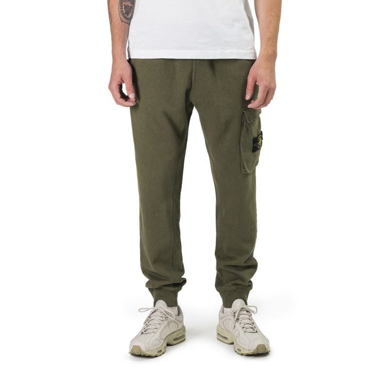 stone island garment dyed sweat pant olive 779276