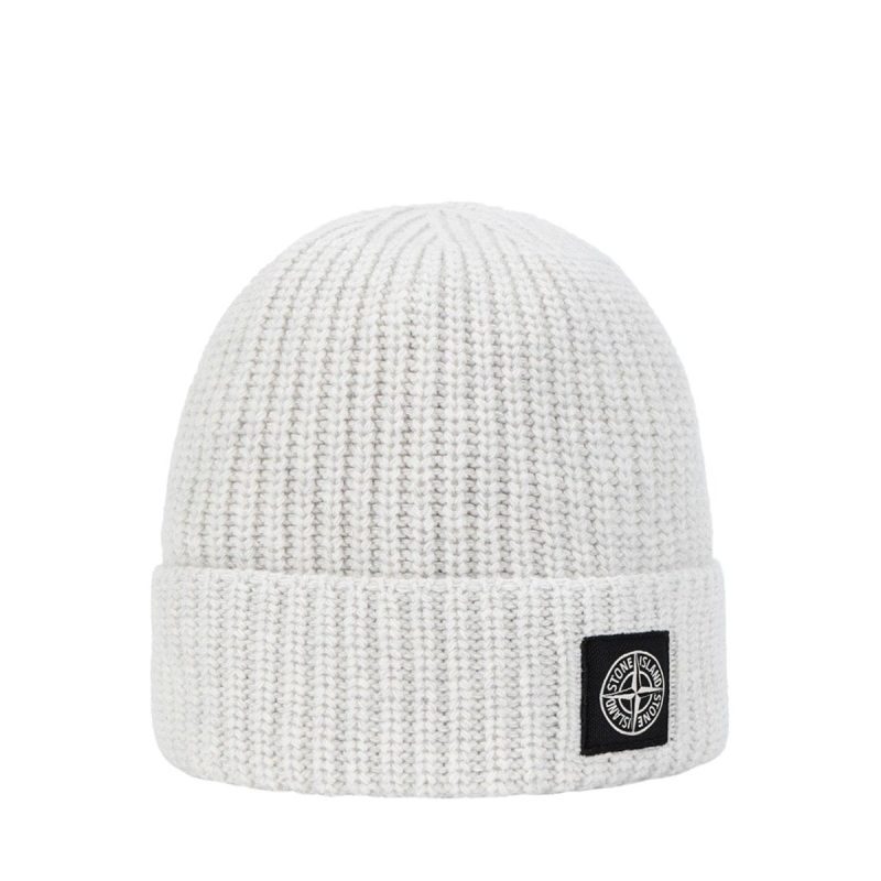 stone island geelong wool patch beanie grau 431814