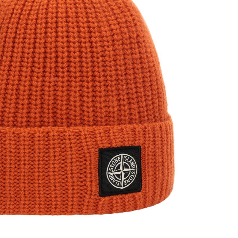 stone island geelong wool patch beanie orange 371497