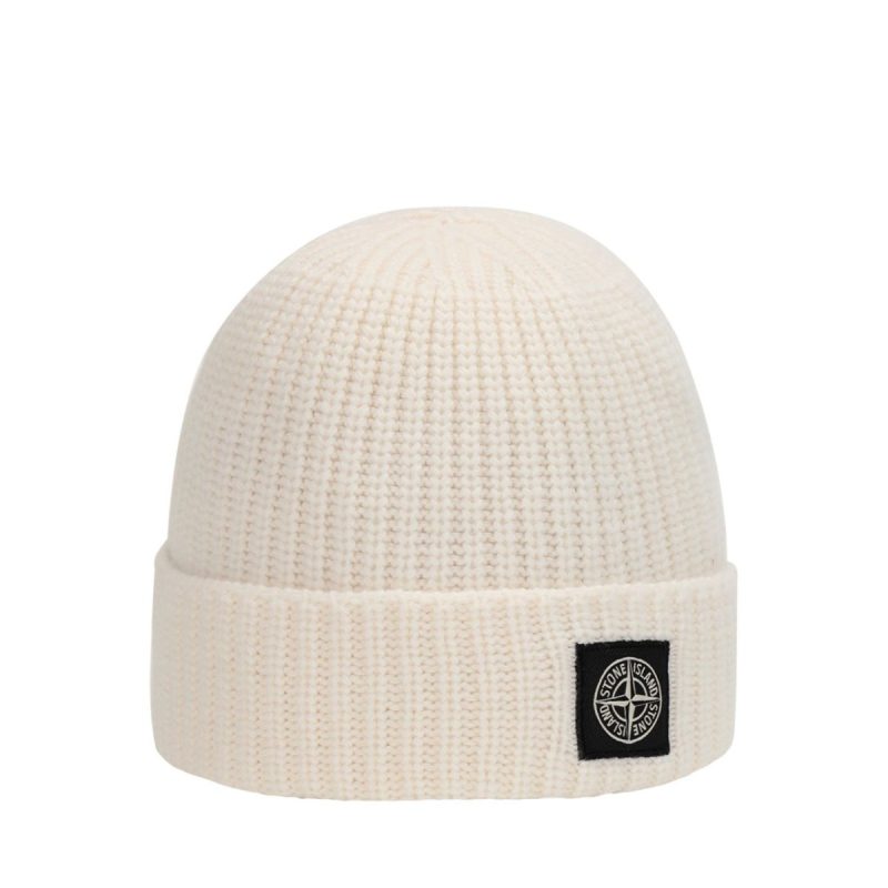 stone island geelong wool patch beanie weiss 982795