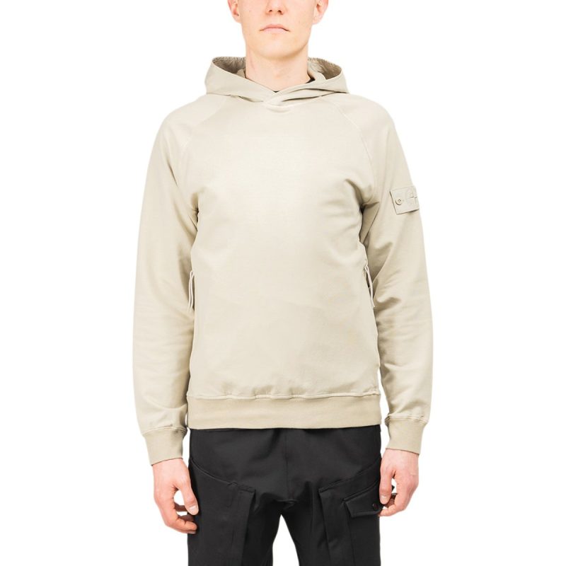 stone island ghost piece cotton stretch fleece hoodie beige 418287