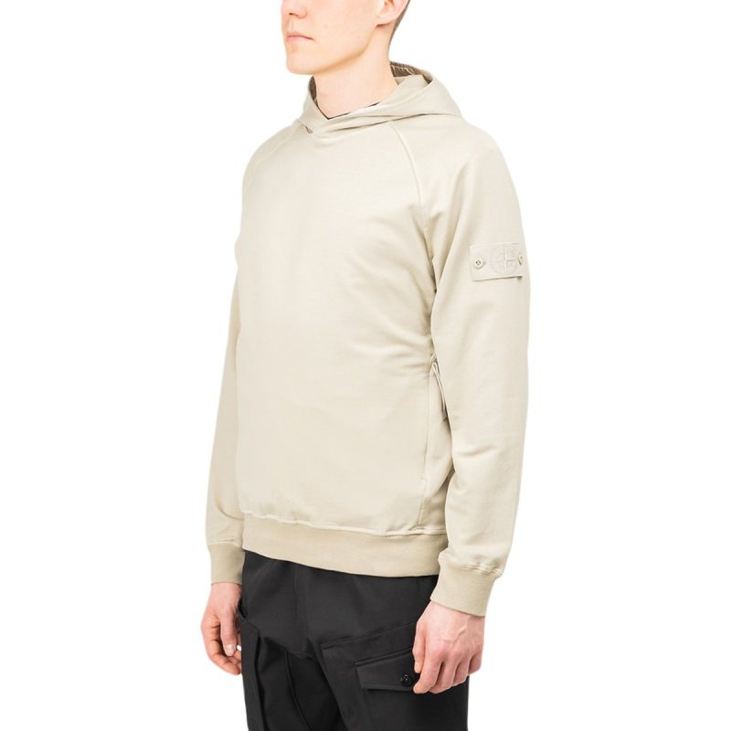 stone island ghost piece cotton stretch fleece hoodie beige 816481