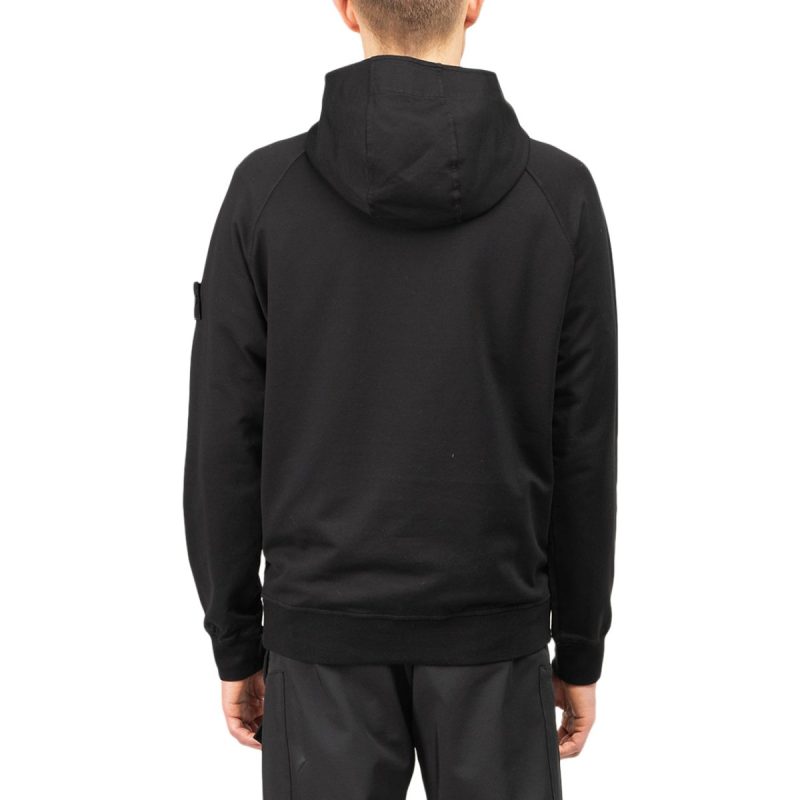 stone island ghost piece cotton stretch fleece hoodie schwarz 717724