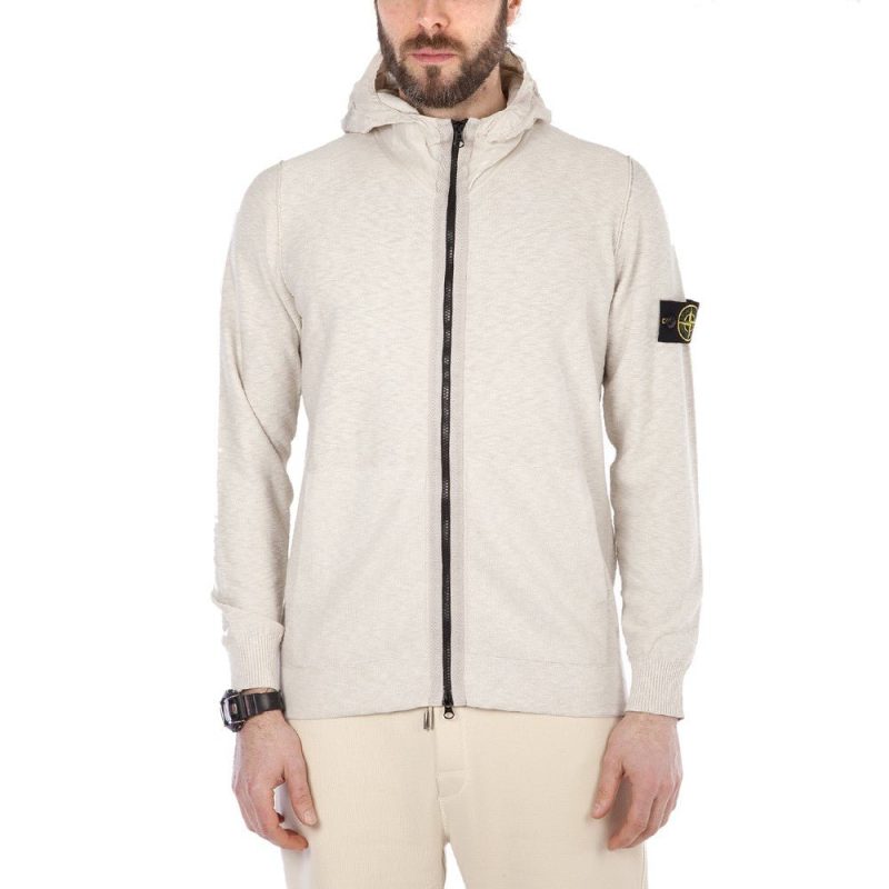 stone island knitwear hooded jacket altweiss 459781