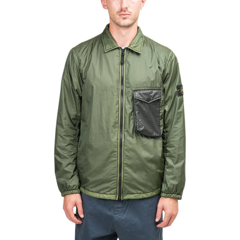 stone island lamy flock overshirt olive 292598