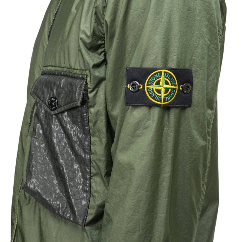 stone island lamy flock overshirt olive 552828