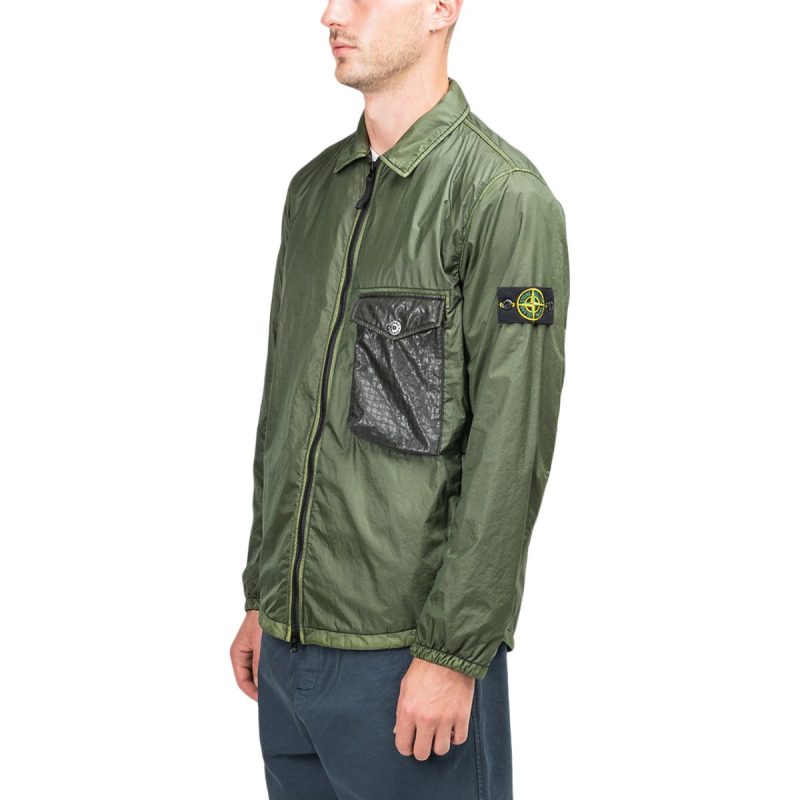 stone island lamy flock overshirt olive 583015