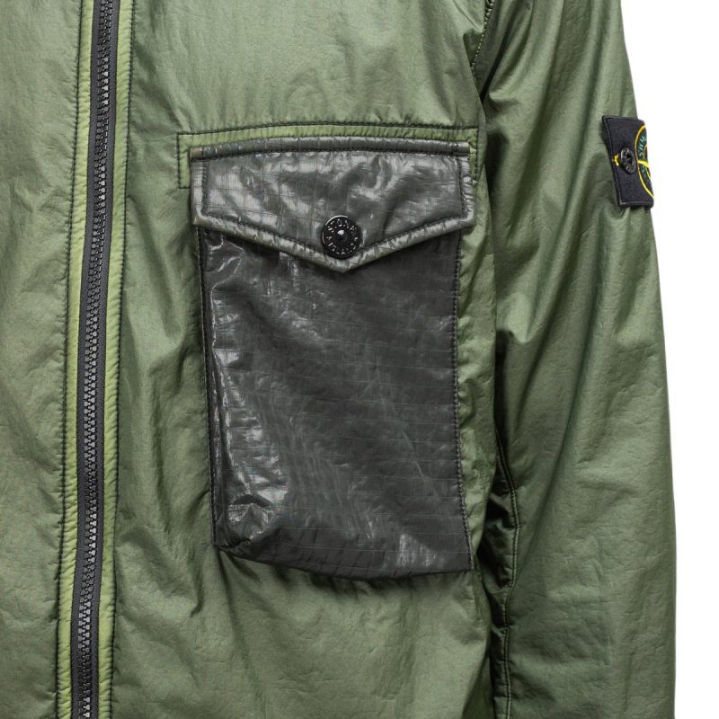 stone island lamy flock overshirt olive 602885