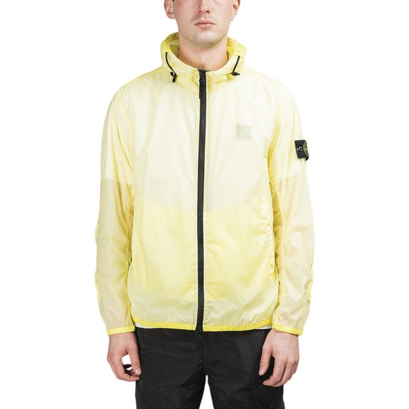 stone island lamy velour zip hooded shell jacket gelb 728114