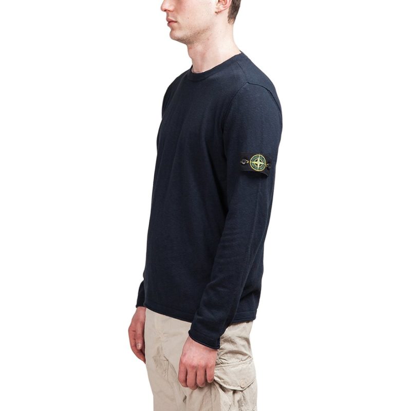 stone island light crewneck knit jumper navy 908916