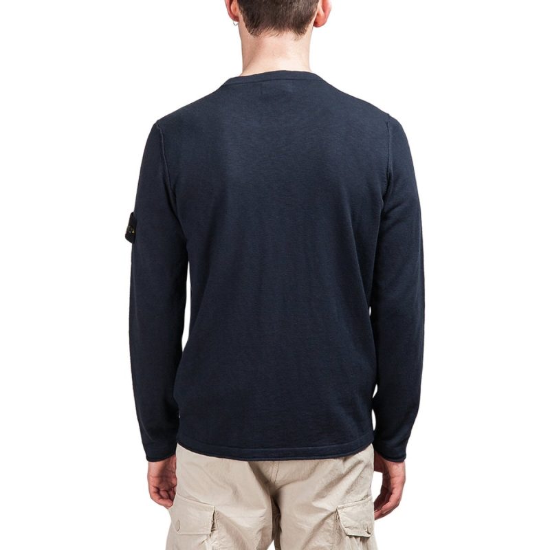 stone island light crewneck knit jumper navy 996498