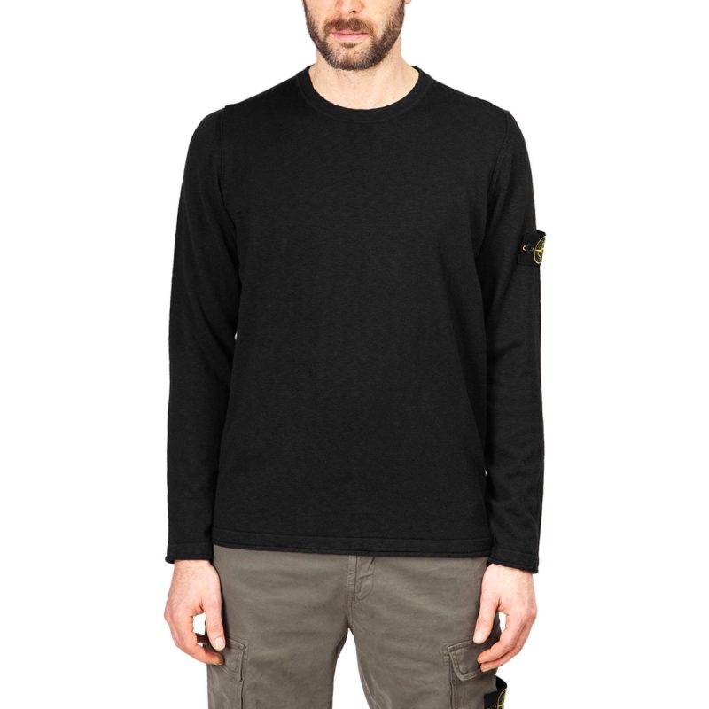 stone island light crewneck knit jumper schwarz 110363