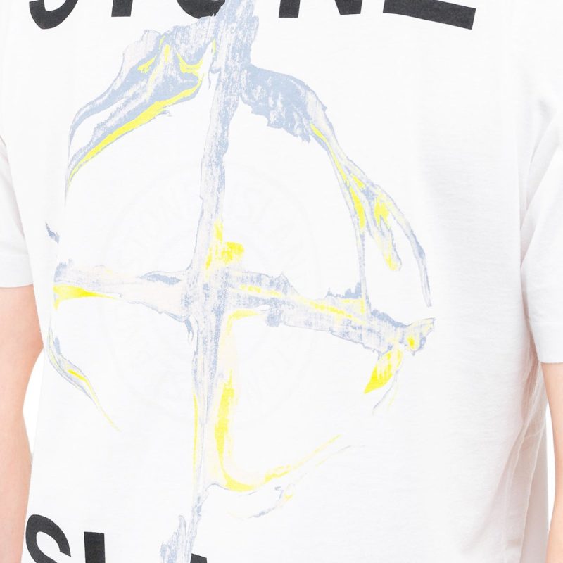 stone island marble three t shirt weiss 436508