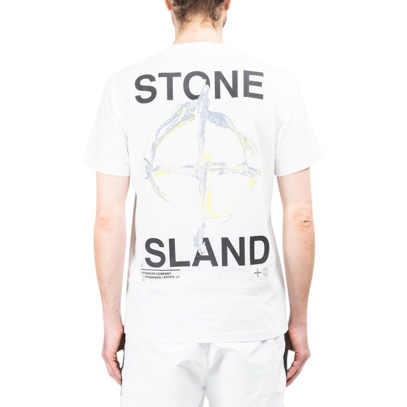 stone island marble three t shirt weiss 553728