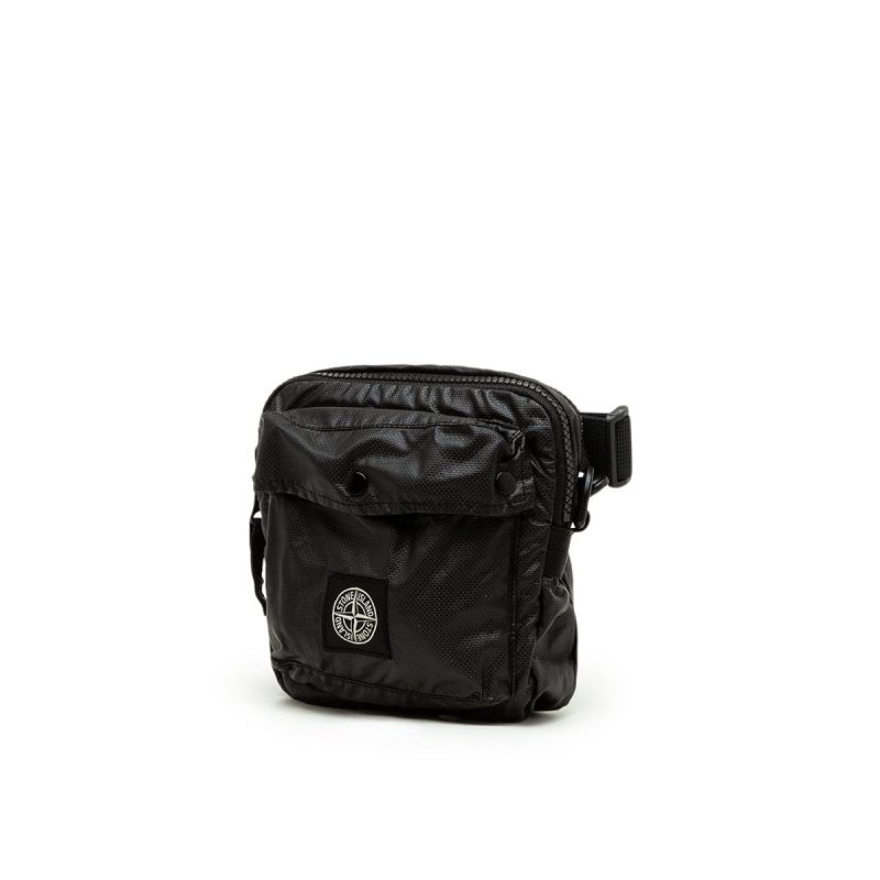 stone island mussola gommata canvas print bumbag schwarz 309901