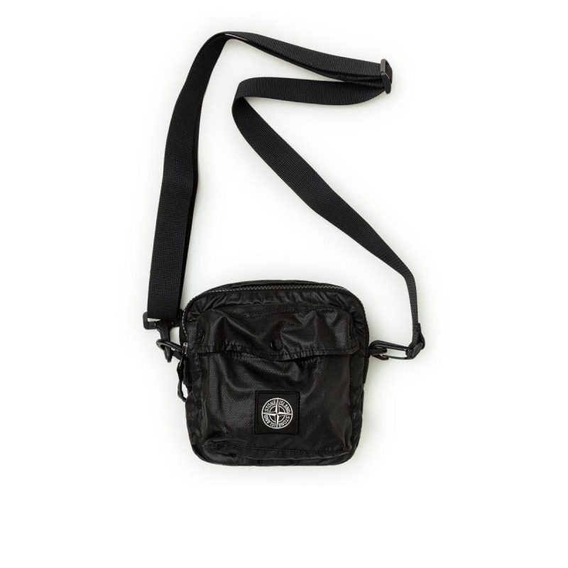 stone island mussola gommata canvas print bumbag schwarz 374243