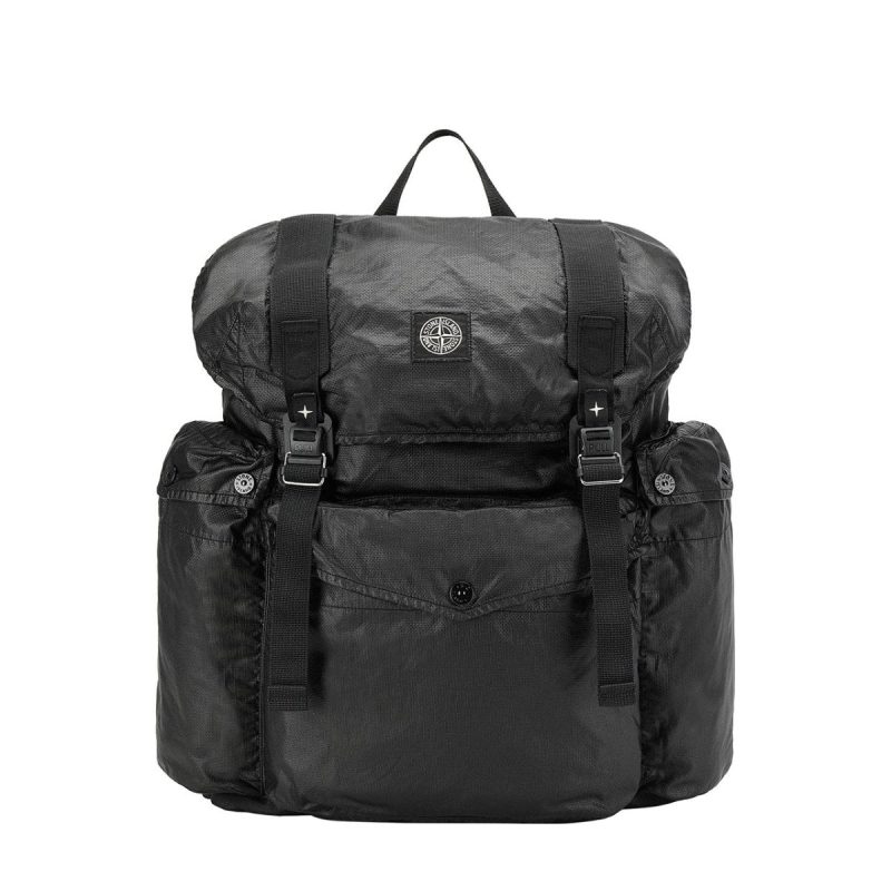 stone island mussola gommate canvas print backpack schwarz 113991