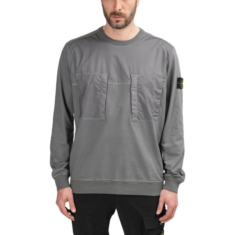 stone island nylon front sweatshirt anthrazit 628708