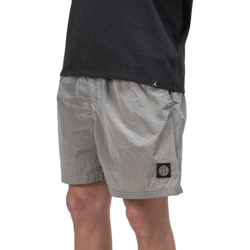 stone island nylon metal patch logo swim shorts grau 948963