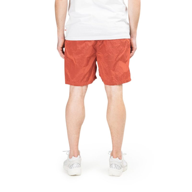 stone island nylon metal patch logo swim shorts orange 999964