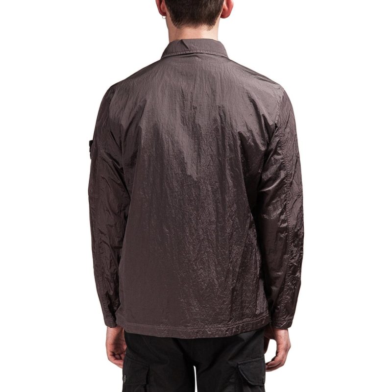 stone island nylon metal ripstop overshirt graubraun 737069