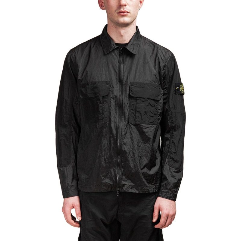 stone island nylon metal ripstop overshirt schwarz 807777