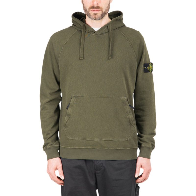 stone island patch hoodie khaki 191234