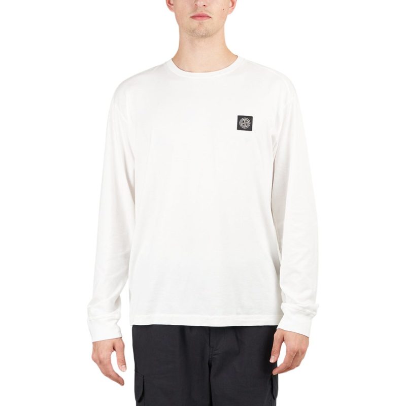 stone island patch long sleeve t shirt weiss 249960