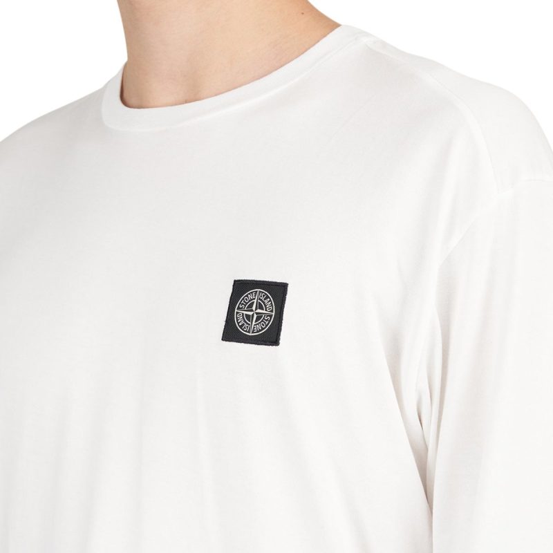 stone island patch long sleeve t shirt weiss 323079