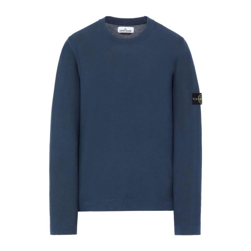 stone island pigment dye knit pullover navy 712238