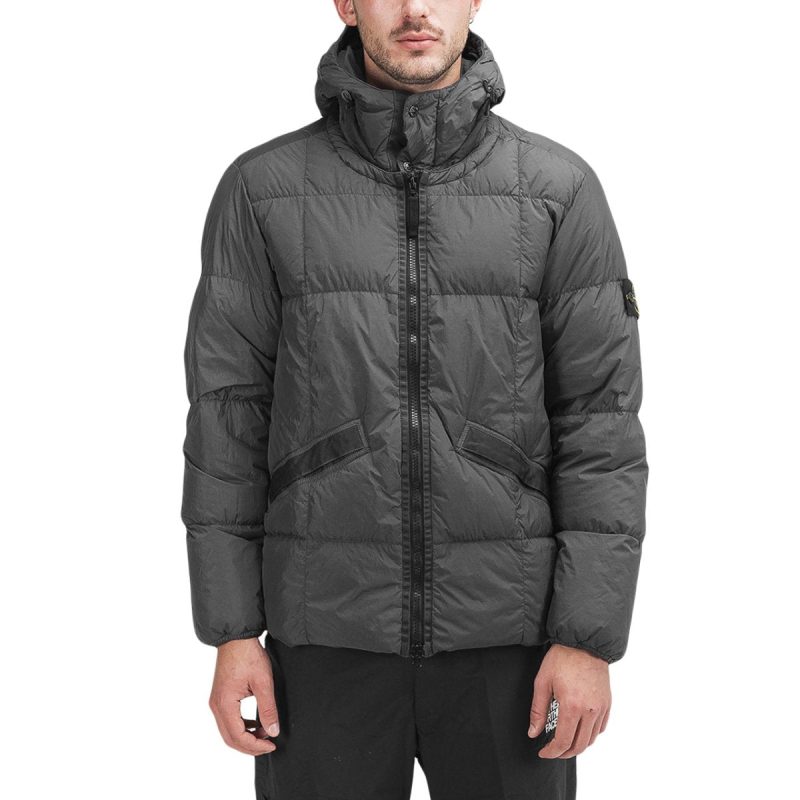 stone island real down jacket grau 415456