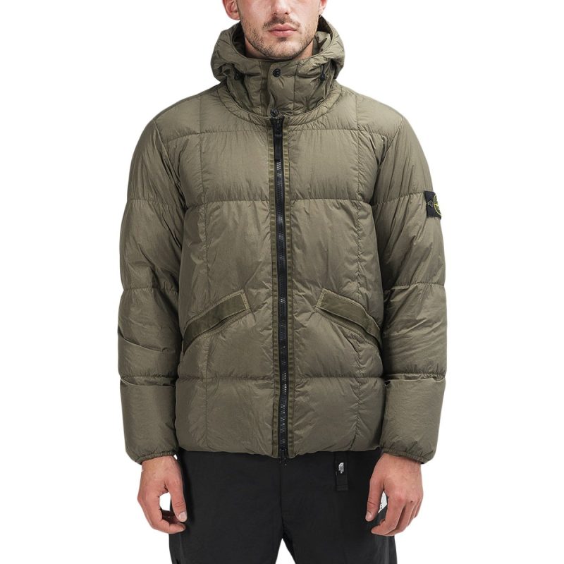 stone island real down jacket olive 351789