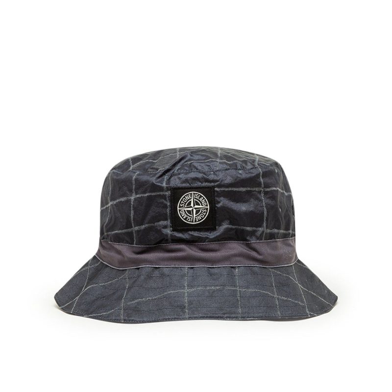 stone island reflective grid bucket hat schwarz 573074