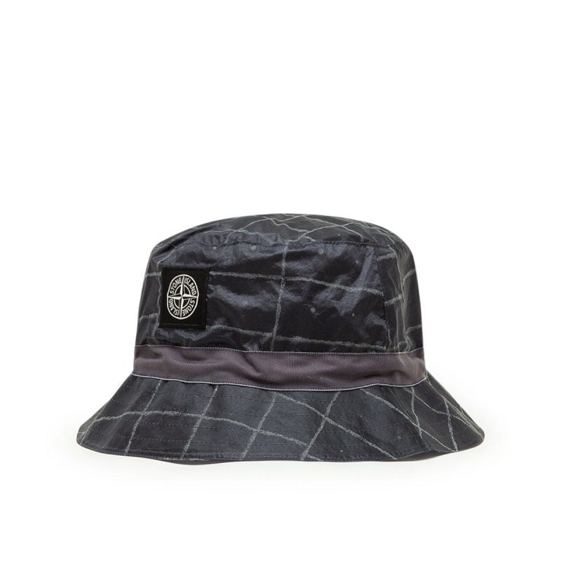 stone island reflective grid bucket hat schwarz 840971