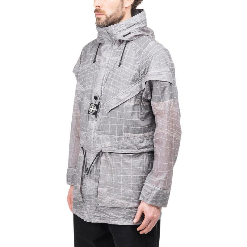 stone island reflective grid on lamy tc jacket grau 254195