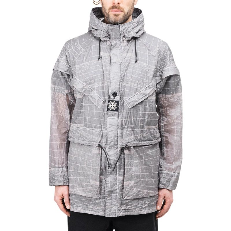 stone island reflective grid on lamy tc jacket grau 721075