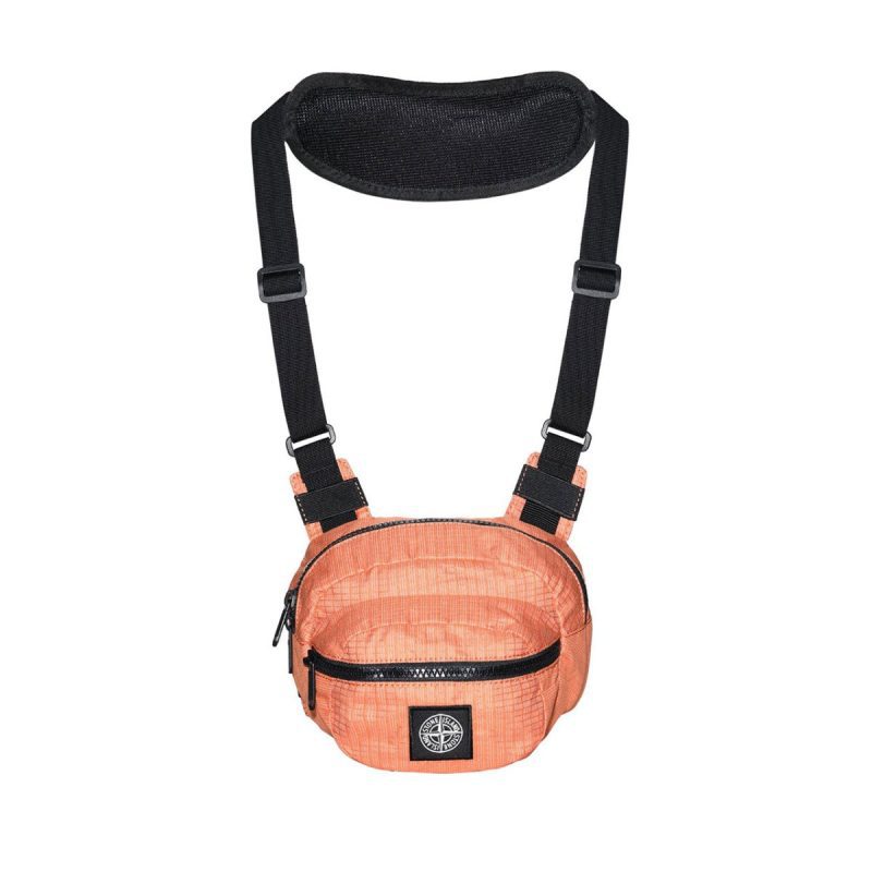 stone island reflective weave ripstop bumbag orange 433551