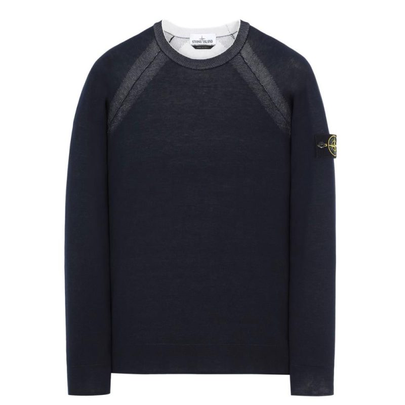 stone island reversible knit pullover navy 605832