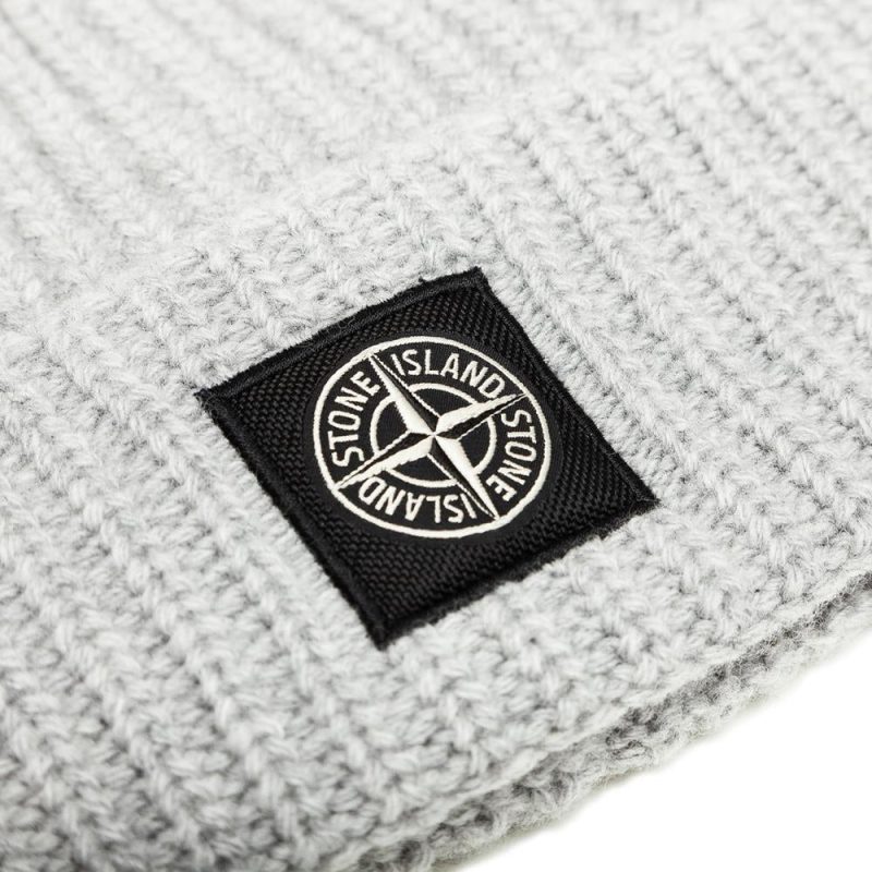 stone island rib knit beanie hellgrau 159289