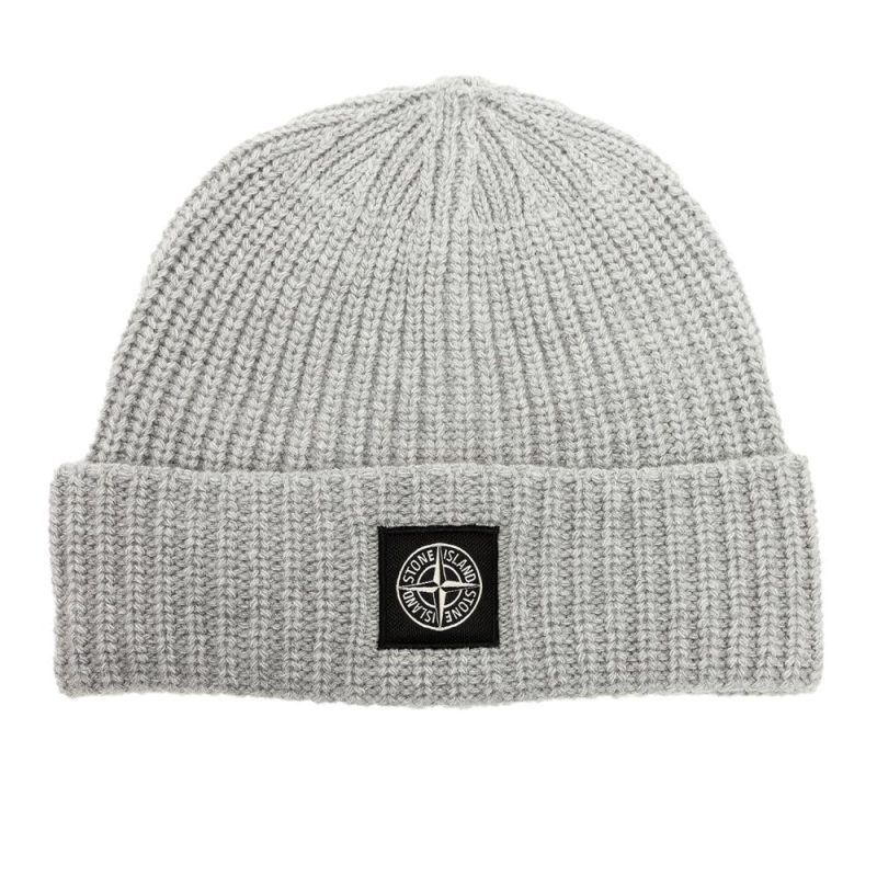 stone island rib knit beanie hellgrau 809459