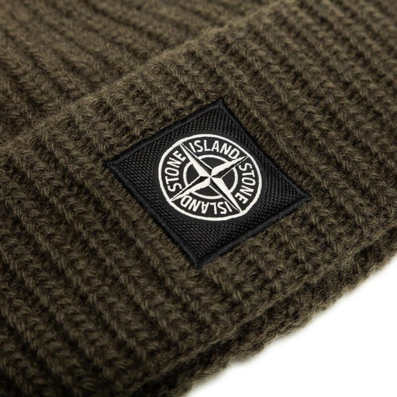 stone island rib knit beanie olive 881722