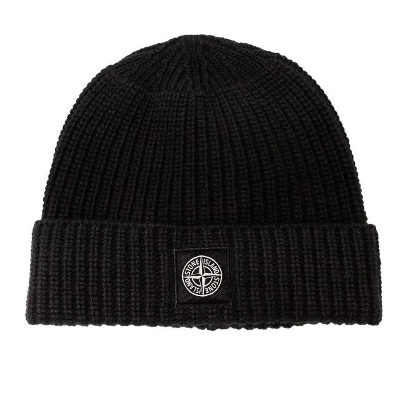 stone island rib knit beanie schwarz 276527