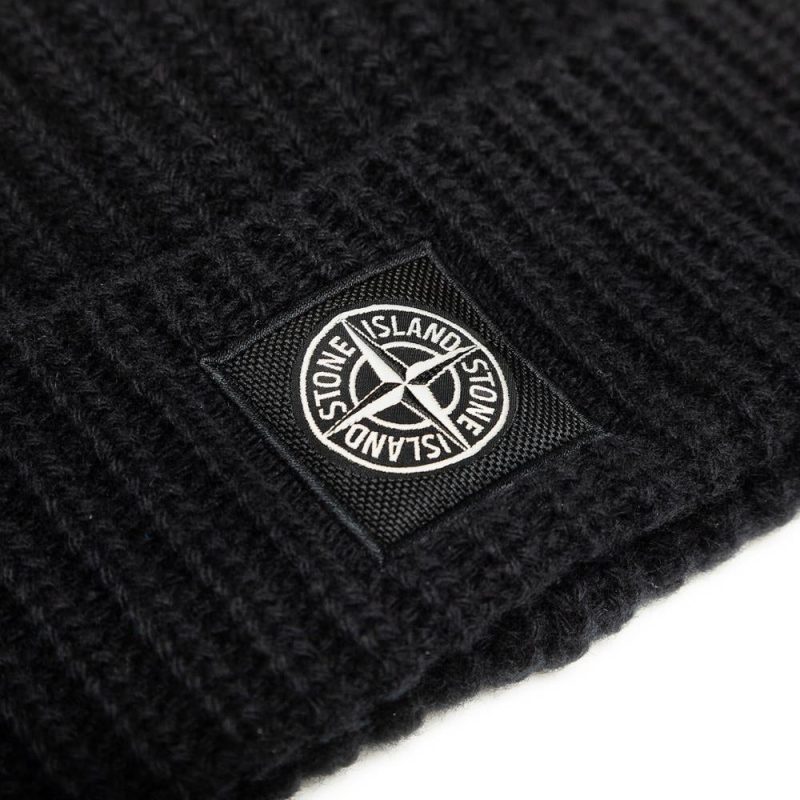 stone island rib knit beanie schwarz 281385