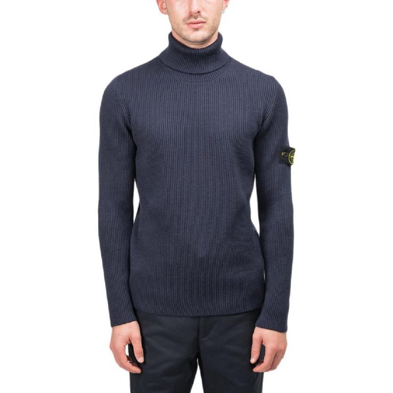 stone island rib wool pullover navy 187245