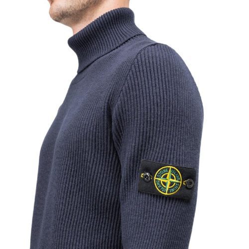 stone island rib wool pullover navy 322872